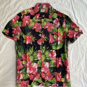 J. Crew Classic Slublawn Camp Collar Hibiscus size M